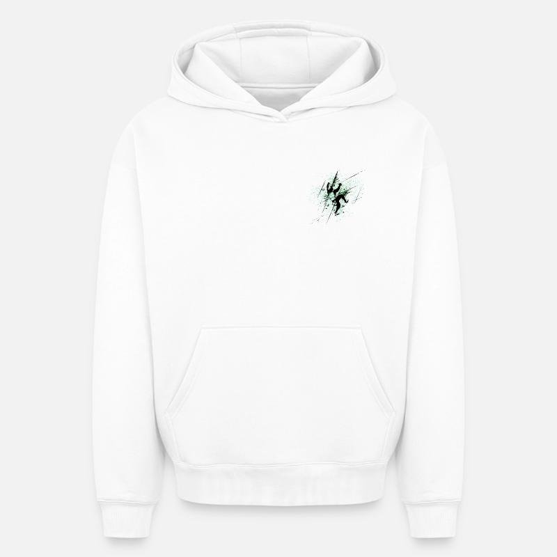 Grimpeur Vert Eclaboussures - Sweat à capuche unisexe oversize épais SPREAD - blanc