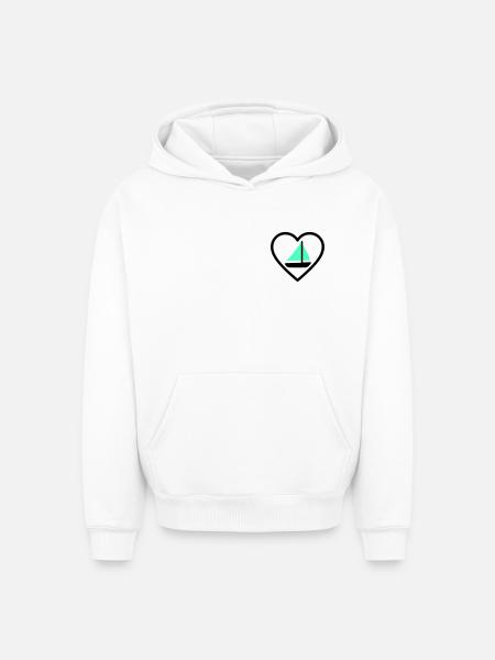 Cuore Vela – Passione Navigazione - Oversized Heavyweight Unisex Hoodie - white