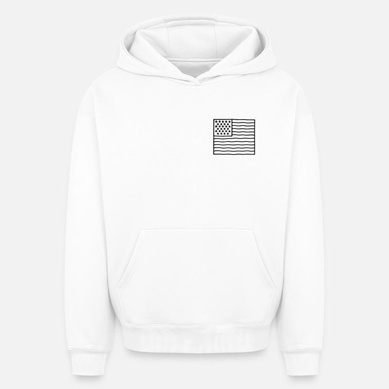 Drapeau USA - Sweat à capuche unisexe oversize épais SPREAD - blanc