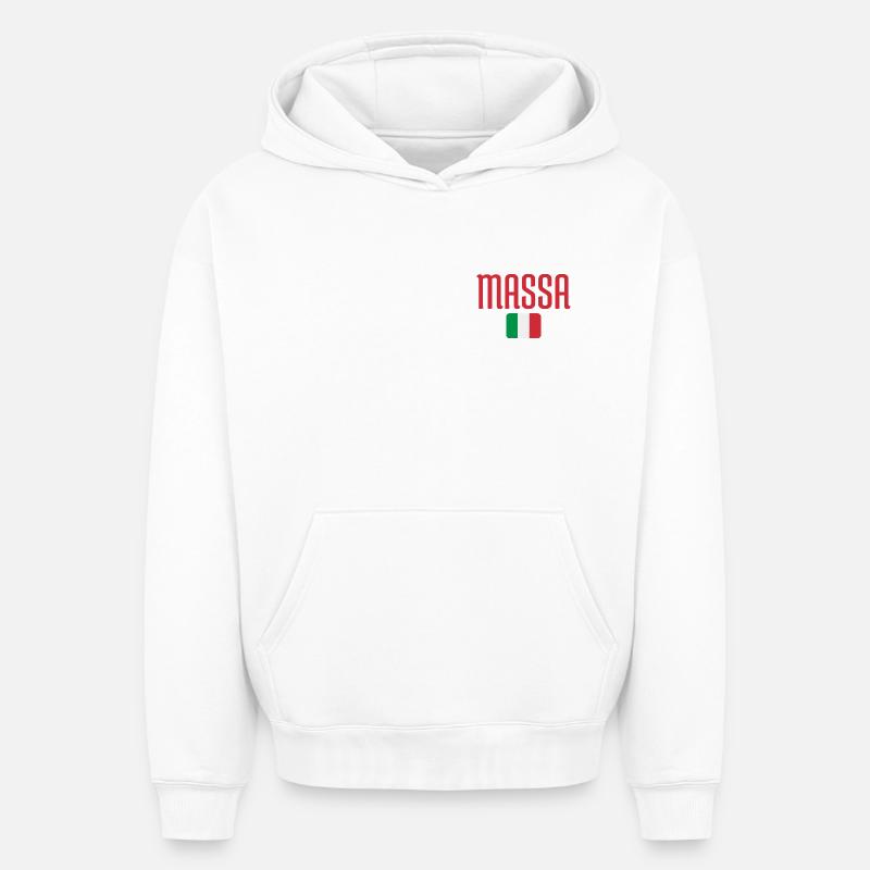 Drapeau italien de Massa - Sweat à capuche unisexe oversize épais SPREAD - blanc