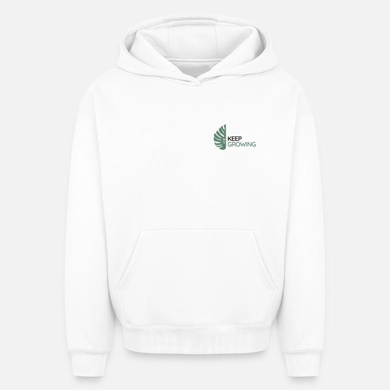 Monstera - Continue de grandir - Sweat à capuche unisexe oversize épais SPREAD - blanc