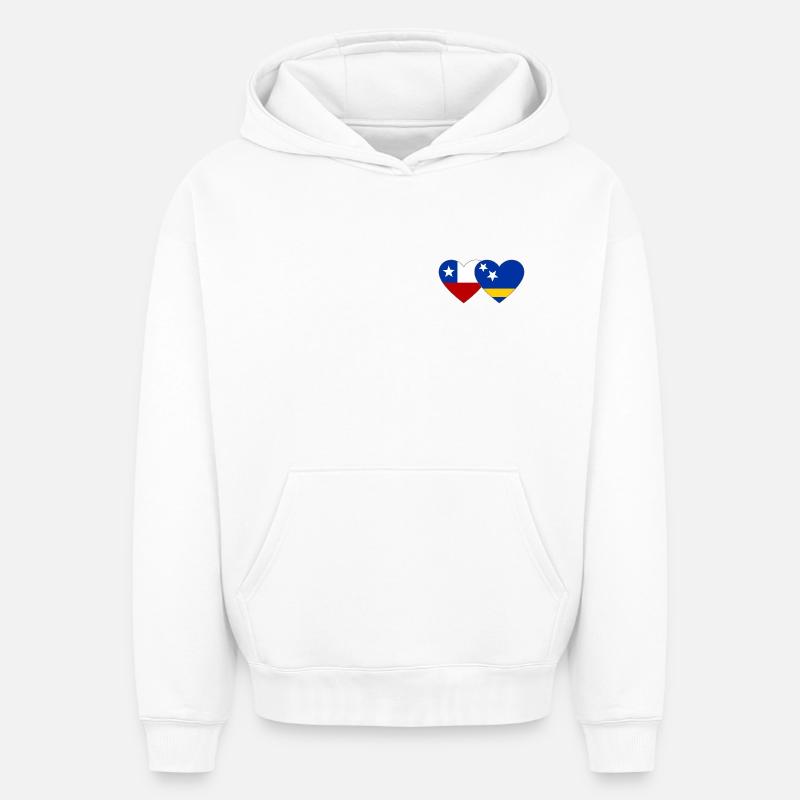 Chile_Curacao_Flagge_Herz - Sweat à capuche unisexe oversize épais SPREAD - blanc