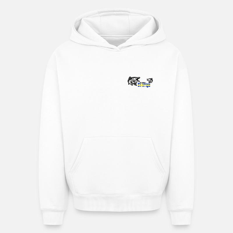 Pêche en Suède - Sweat à capuche unisexe oversize épais SPREAD - blanc