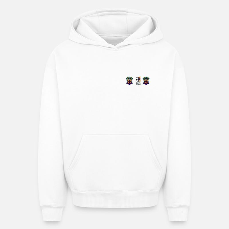 Rottweiler - Sweat à capuche unisexe oversize épais SPREAD - blanc