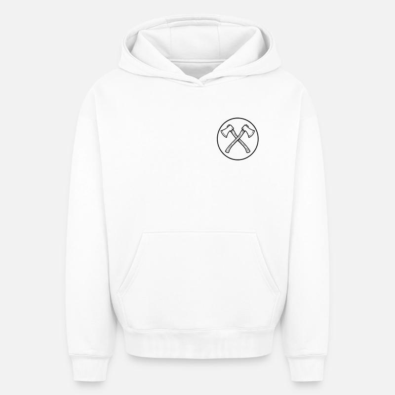 Haches croisées - Sweat à capuche unisexe oversize épais SPREAD - blanc