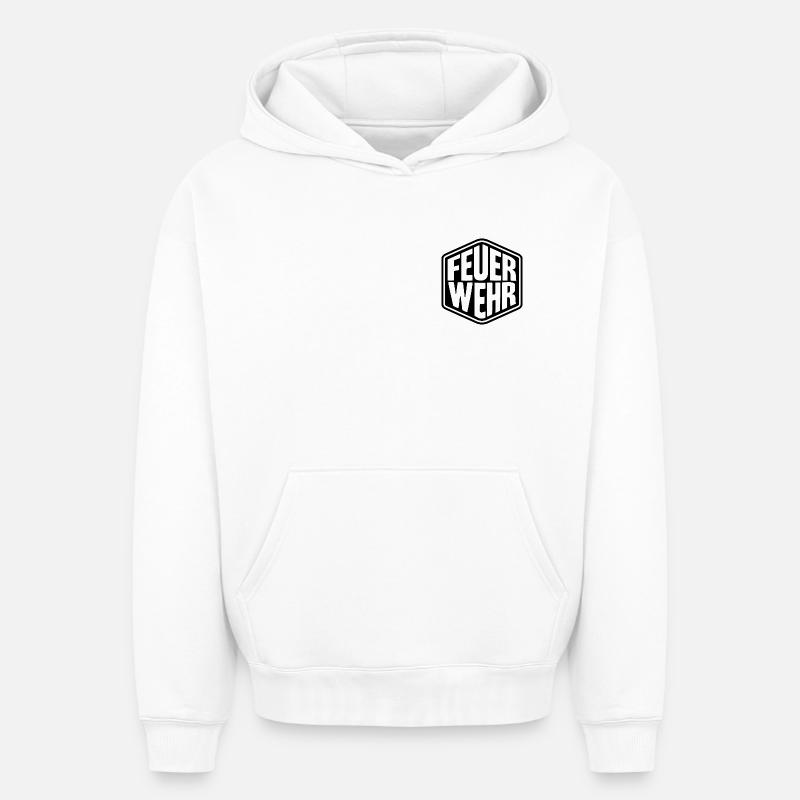 Pompier / Pompier - Sweat à capuche unisexe oversize épais SPREAD - blanc