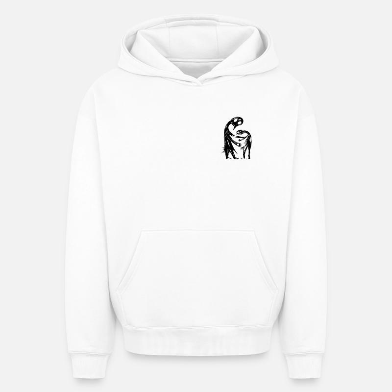Figures abstraites s’embrassent créativement - Sweat à capuche unisexe oversize épais SPREAD - blanc