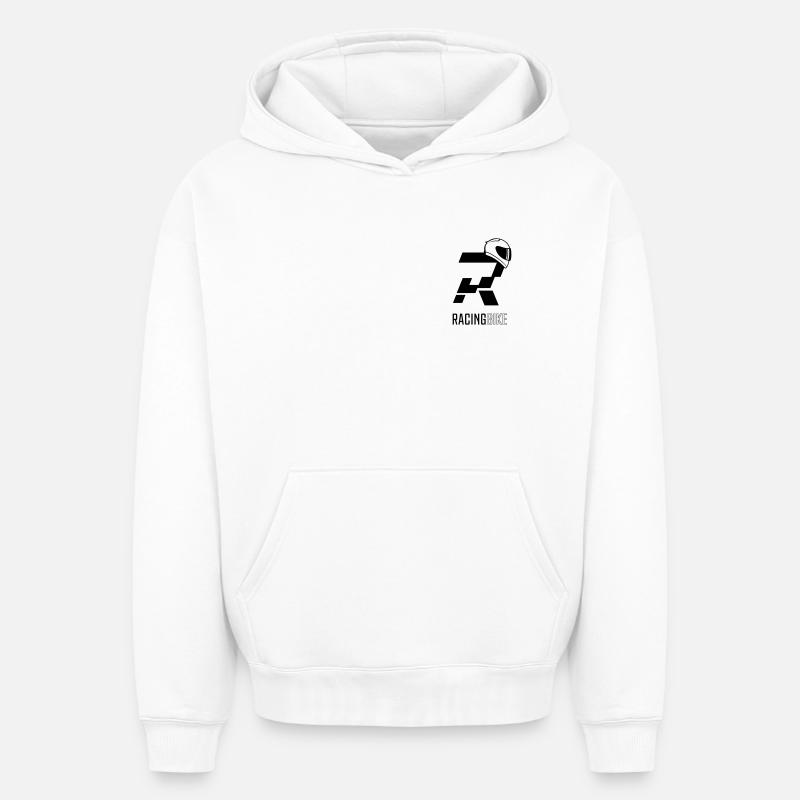 RACING_BIKE02 - Sweat à capuche unisexe oversize épais SPREAD - blanc