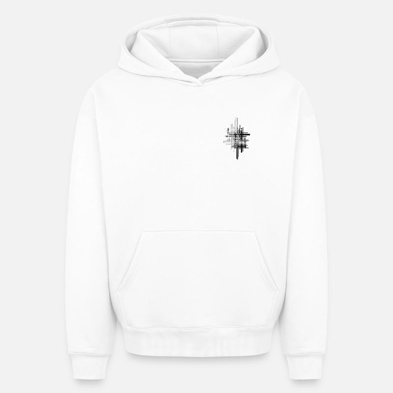 Lignes - Sweat à capuche unisexe oversize épais SPREAD - blanc