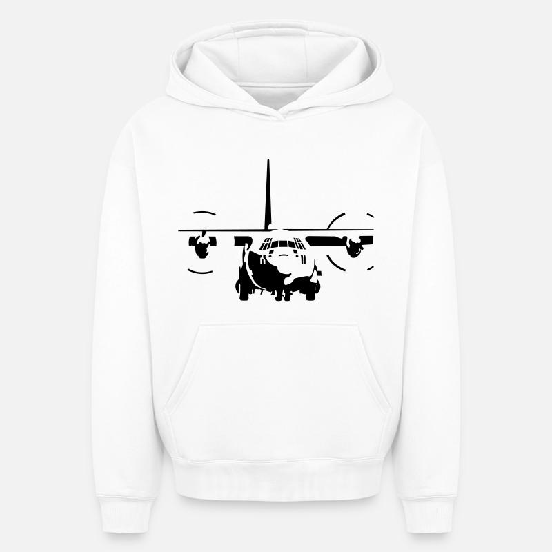 C-130 Hercules - Sweat à capuche unisexe oversize épais SPREAD - blanc