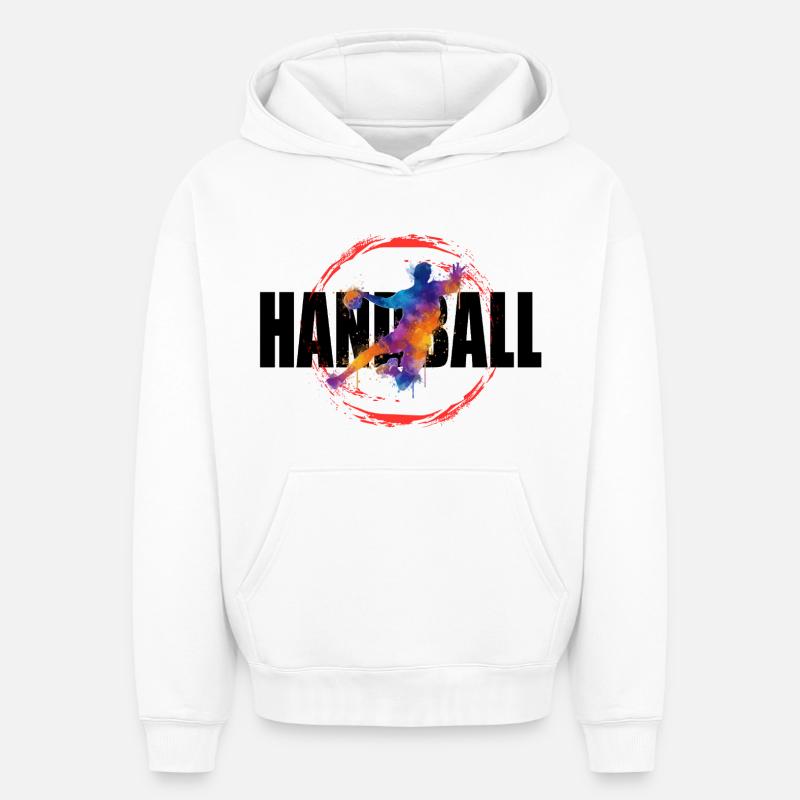 Handball - Sweat à capuche unisexe oversize épais SPREAD - blanc