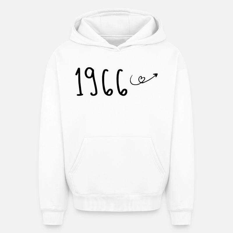 1966 Anniversaire 1966 Retro 1966 - Sweat à capuche unisexe oversize épais SPREAD - blanc
