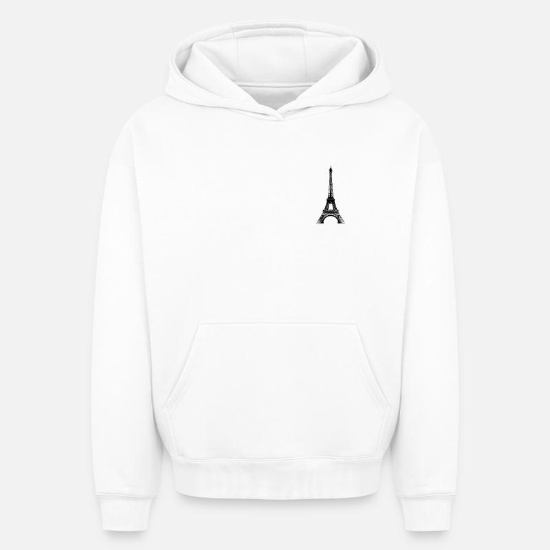 Tour Eiffel - Sweat à capuche unisexe oversize épais SPREAD - blanc