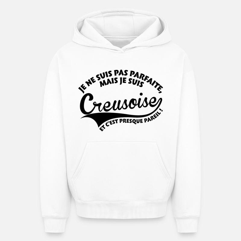 Parfaite Creusoise - Sweat à capuche unisexe oversize épais SPREAD - blanc
