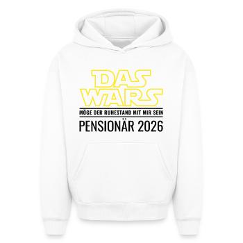 Retraité 2026 C’est tout Retraite Pension de fonctionnaire - Sweat à capuche unisexe oversize épais SPREAD - blanc - Devant - AI Model Female 172 dark (172cm) & AI Model Male 185 light (185cm)