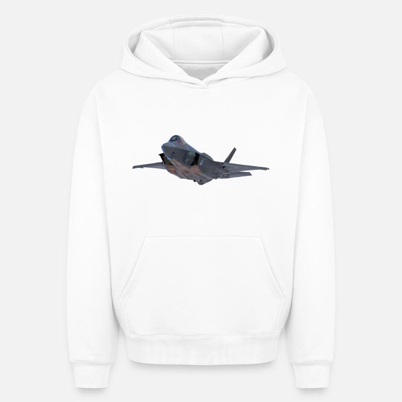 F-35 - Sweat à capuche unisexe oversize épais SPREAD - blanc
