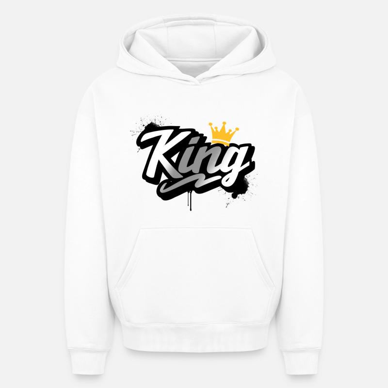 King - Sweat à capuche unisexe oversize épais SPREAD - blanc
