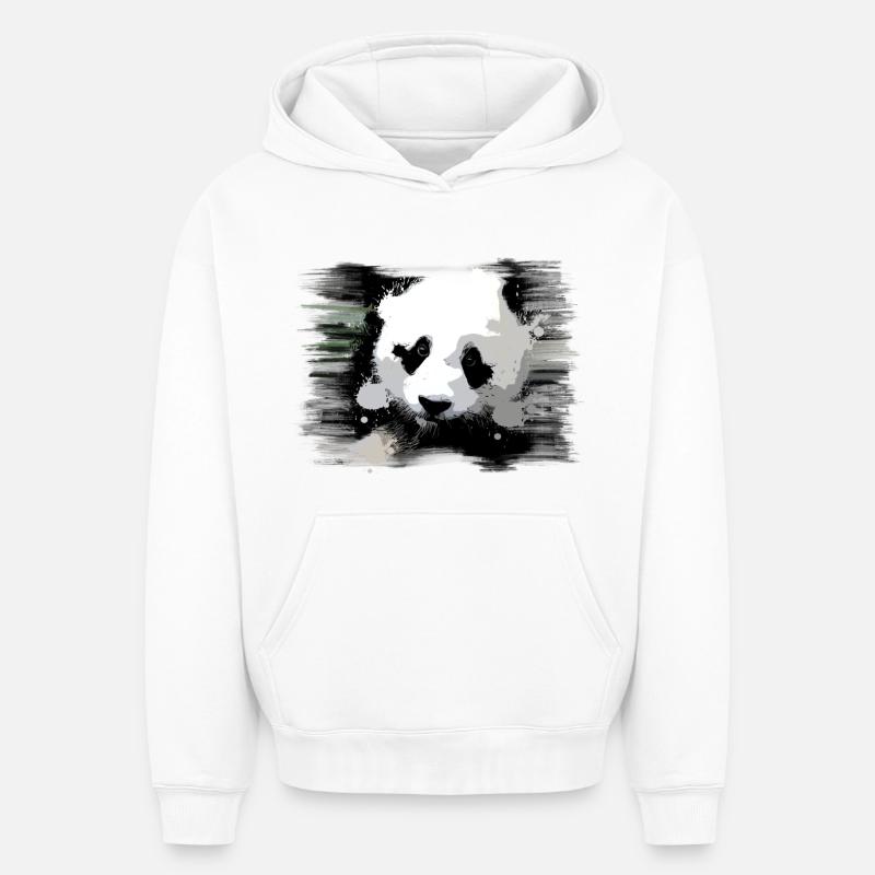 Panda - Sweat à capuche unisexe oversize épais SPREAD - blanc