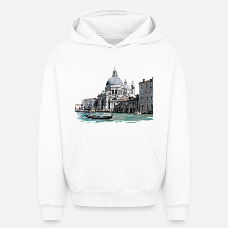 Venise - Sweat à capuche unisexe oversize épais SPREAD - blanc