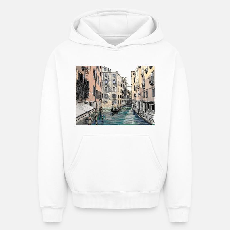 Venise - Sweat à capuche unisexe oversize épais SPREAD - blanc
