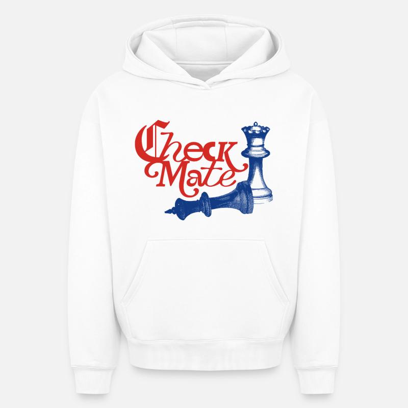 Déclaration de Check Mate - Sweat à capuche unisexe oversize épais SPREAD - blanc