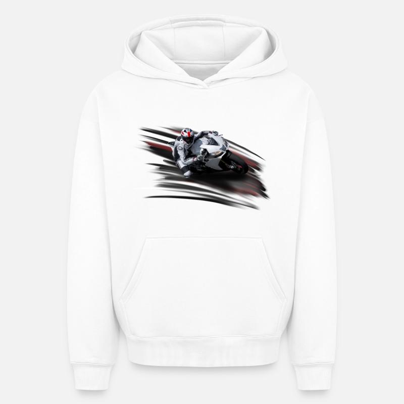 Motocyclette - Sweat à capuche unisexe oversize épais SPREAD - blanc