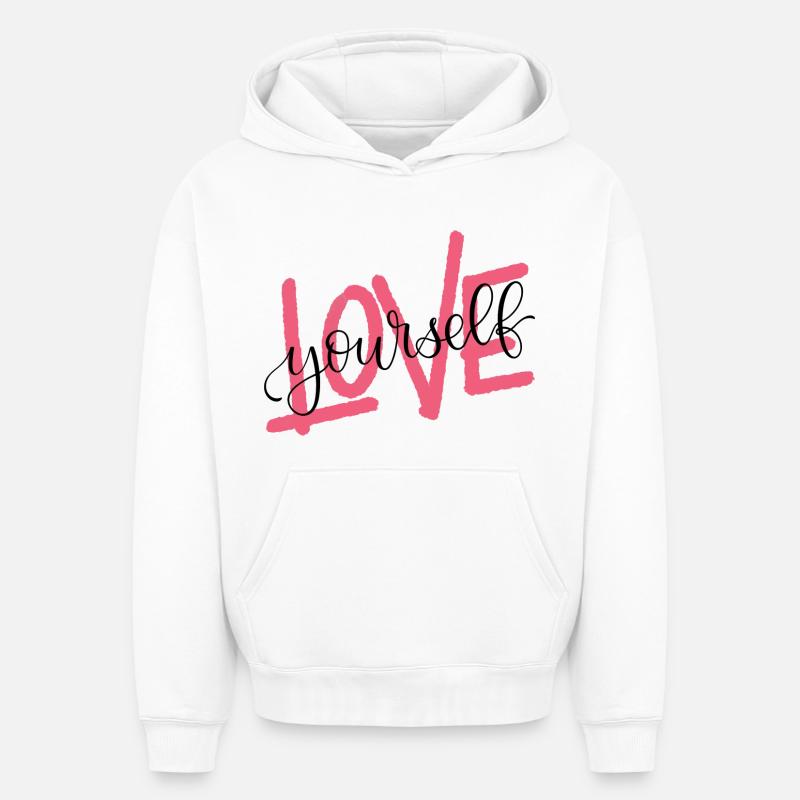 Aime toi toi-même - Sweat à capuche unisexe oversize épais SPREAD - blanc