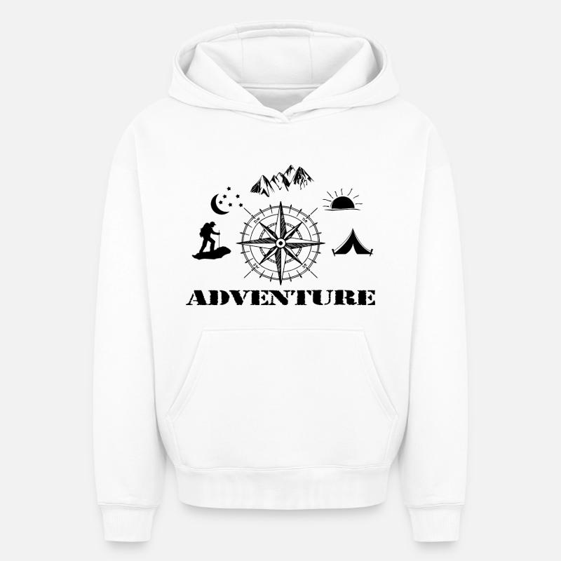 Aventure - Sweat à capuche unisexe oversize épais SPREAD - blanc