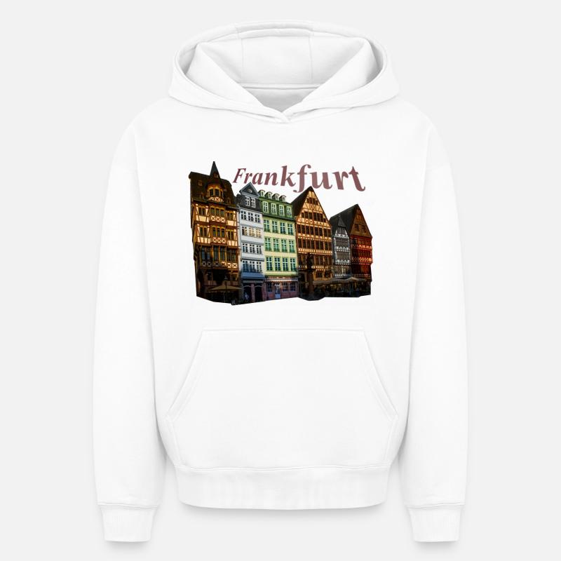 Francfort - Sweat à capuche unisexe oversize épais SPREAD - blanc