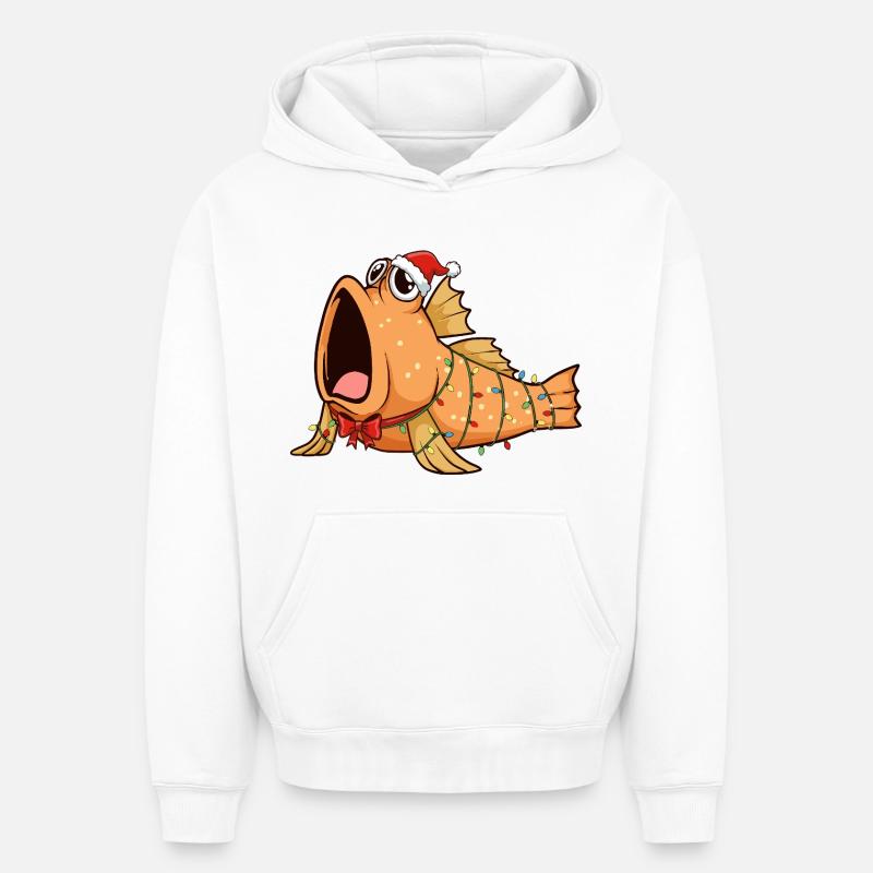 Drôle de Mudskipper - Noël - Sweat à capuche unisexe oversize épais SPREAD - blanc