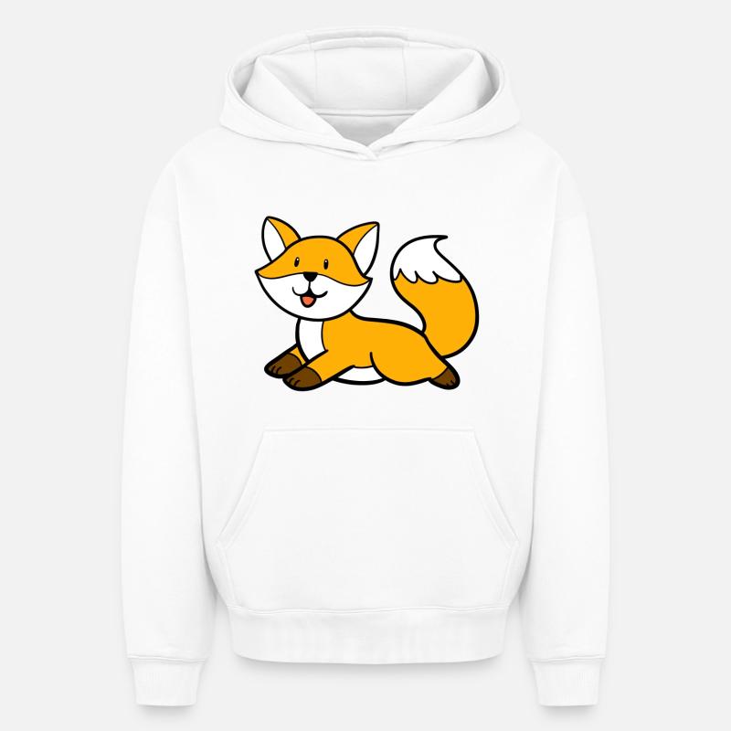 Renard couché - Sweat à capuche unisexe oversize épais SPREAD - blanc