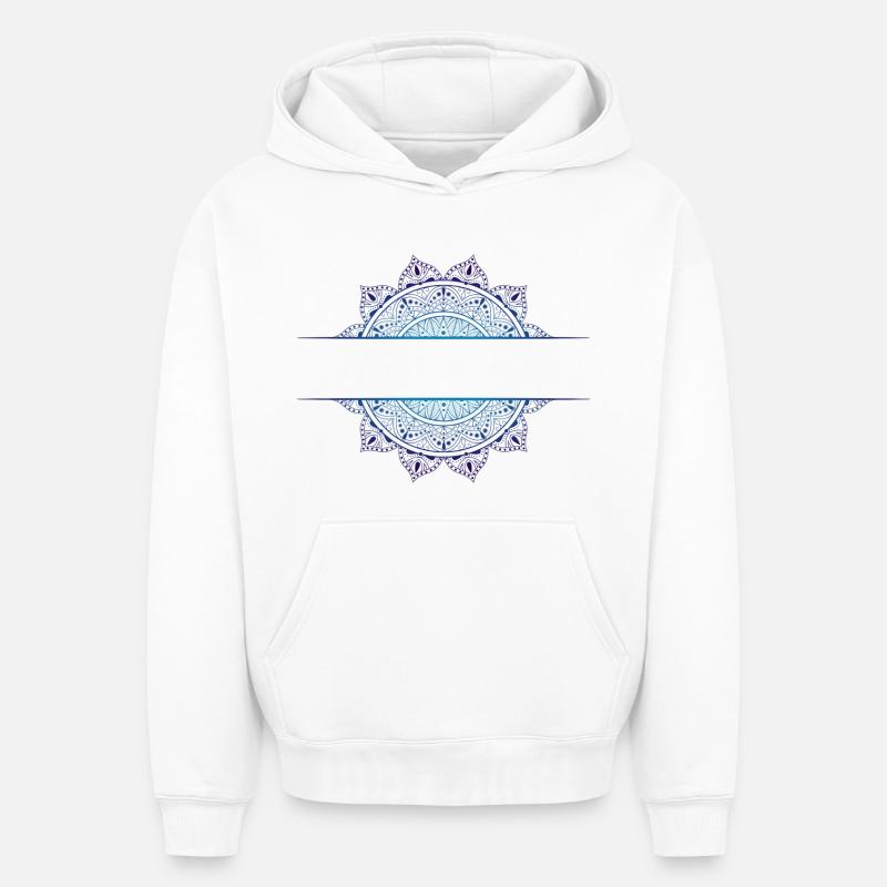 Mandala Cyan Magenta - Sweat à capuche unisexe oversize épais SPREAD - blanc