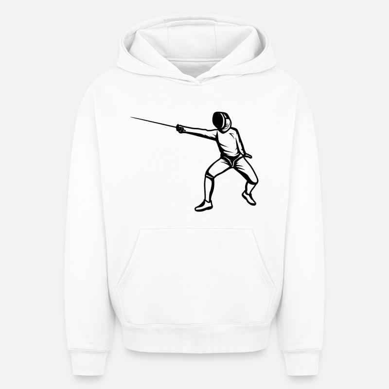 Drôle d’escrimeur - Sweat à capuche unisexe oversize épais SPREAD - blanc