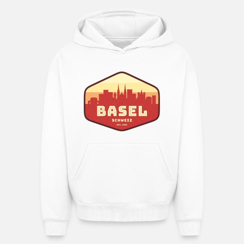 Bâle, Suisse - Sweat à capuche unisexe oversize épais SPREAD - blanc