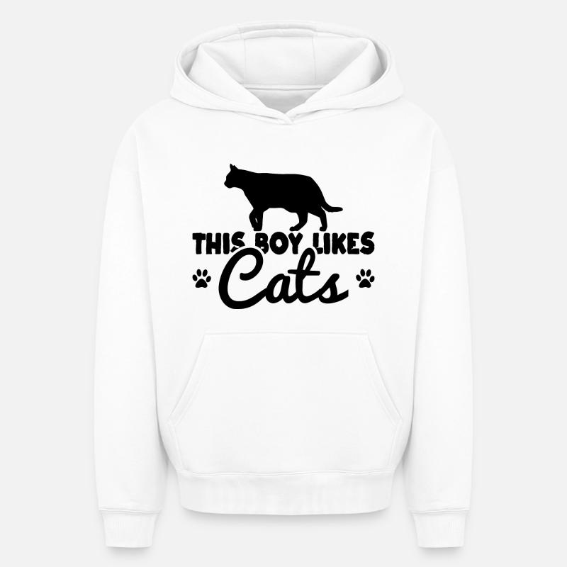 Garçon chat - Sweat à capuche unisexe oversize épais SPREAD - blanc
