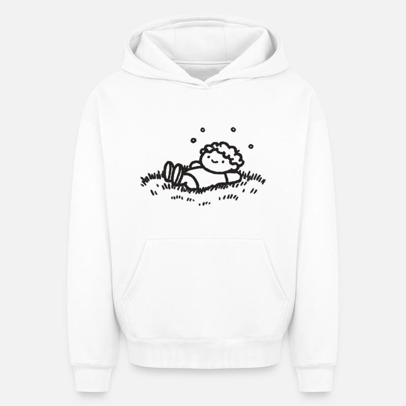 Repos de prairie - Sweat à capuche unisexe oversize épais SPREAD - blanc