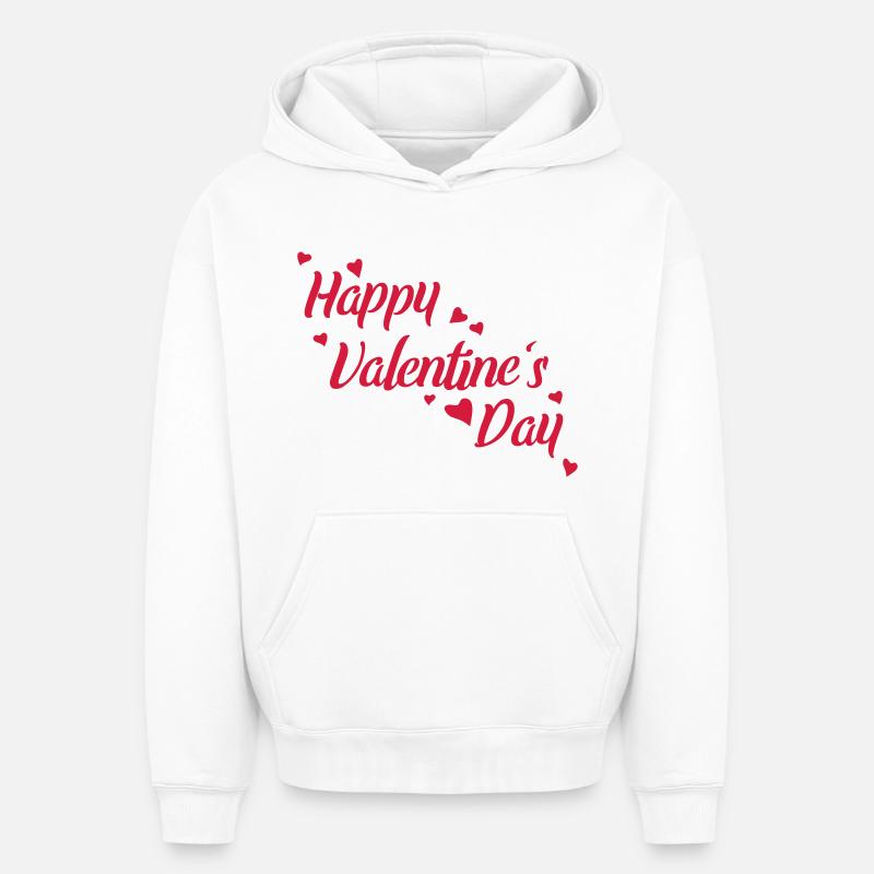 Saint Valentin - Sweat à capuche unisexe oversize épais SPREAD - blanc