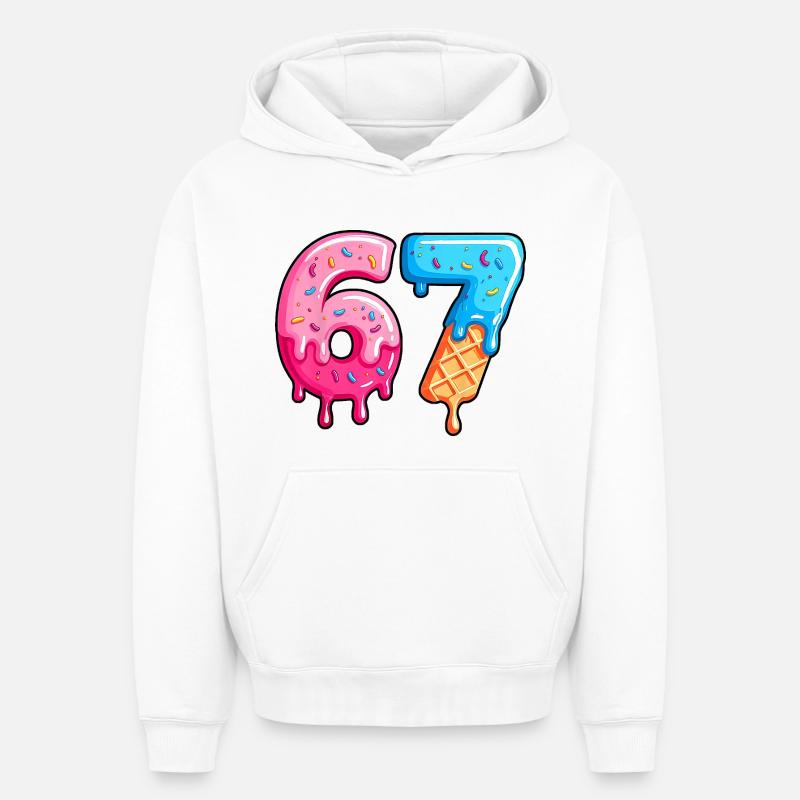 Caractères Sweet 6-7 Dessert Font - Sweat à capuche unisexe oversize épais SPREAD - blanc