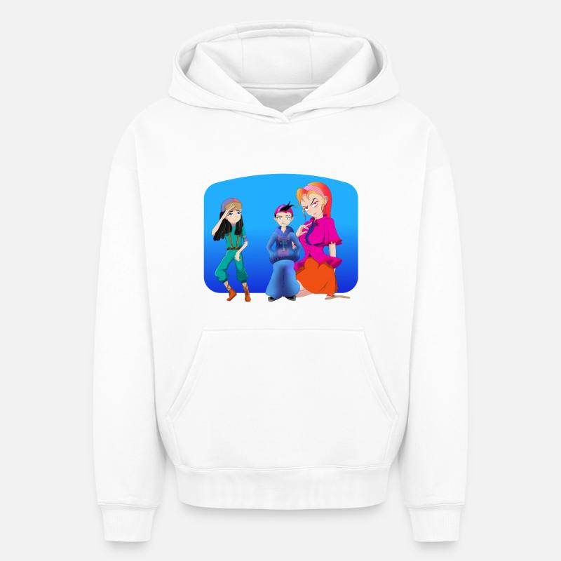 PLAN À TROIS FAMILIAL - Sweat à capuche unisexe oversize épais SPREAD - blanc