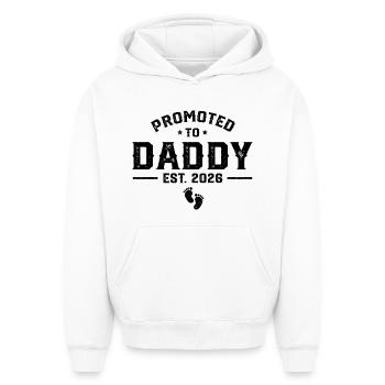 Daddy Est 2026 – Papa drôle - Sweat à capuche unisexe oversize épais SPREAD - blanc - Devant - AI Model Female 172 dark (172cm) & AI Model Male 185 light (185cm)