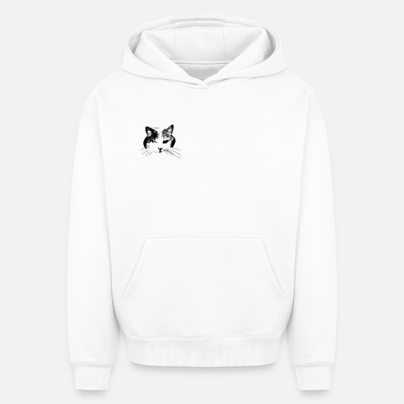 Clin d’œil minou - Sweat à capuche unisexe oversize épais SPREAD - blanc