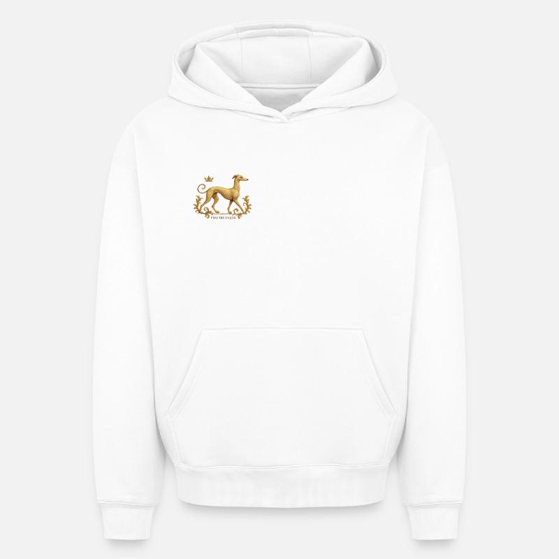 Libérez le Galgo - Broderie n°01 - Sweat à capuche unisexe oversize épais SPREAD - blanc