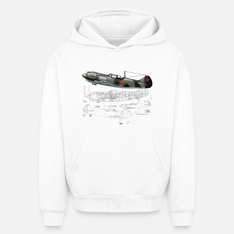 La-5 - Sweat à capuche unisexe oversize épais SPREAD - blanc