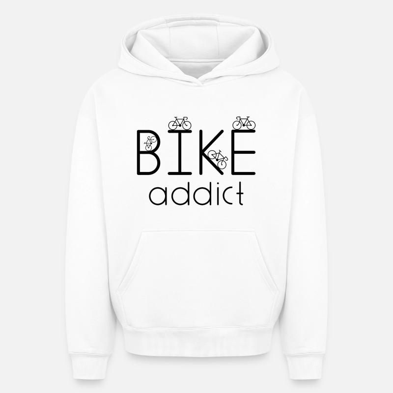 Accro du vélo - Sweat à capuche unisexe oversize épais SPREAD - blanc