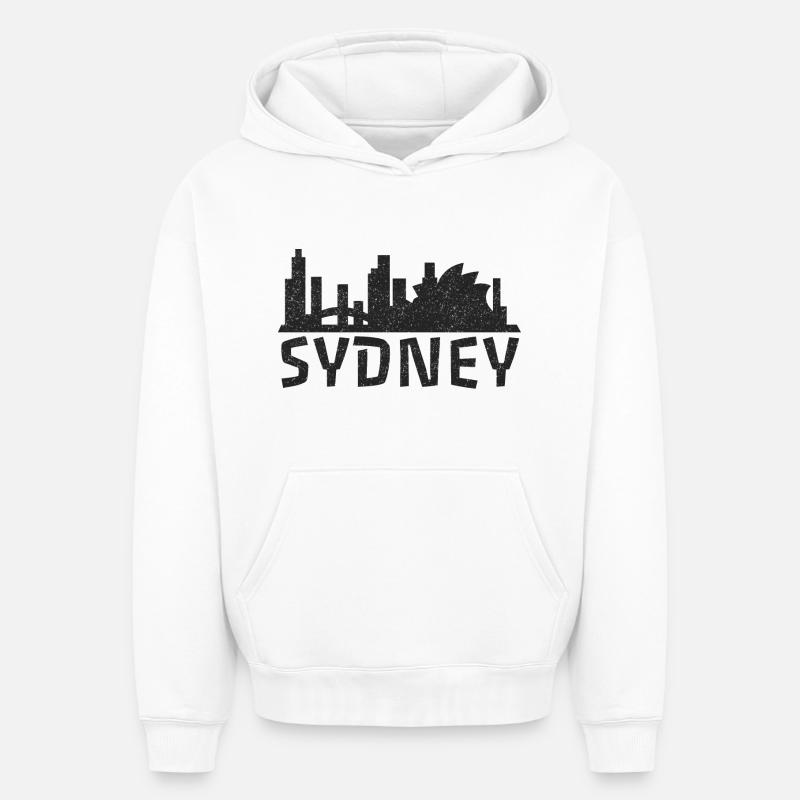 Sydney Skyline - Australie - Sweat à capuche unisexe oversize épais SPREAD - blanc