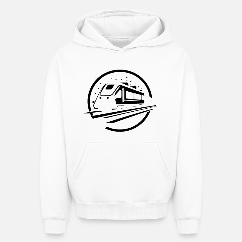 Train - Sweat à capuche unisexe oversize épais SPREAD - blanc