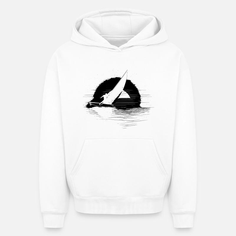 Planche à voile - Sweat à capuche unisexe oversize épais SPREAD - blanc