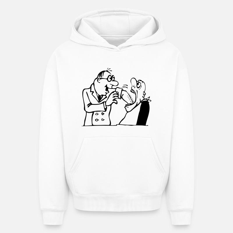 Dentiste - Sweat à capuche unisexe oversize épais SPREAD - blanc