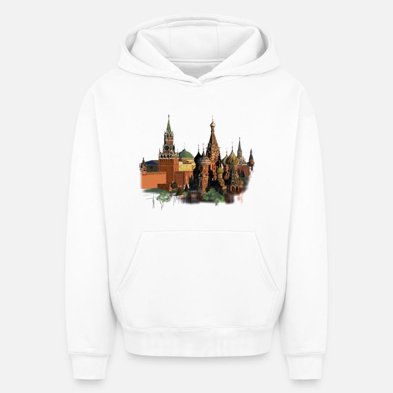 Moscou - Sweat à capuche unisexe oversize épais SPREAD - blanc