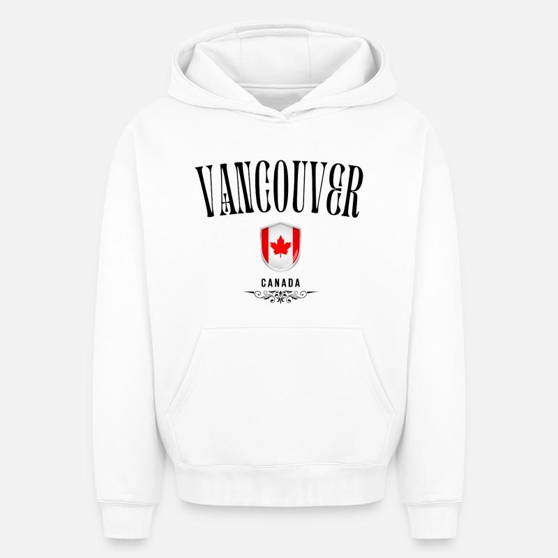 Souvenir Vancouver, Vancouver Canada - Sweat à capuche unisexe oversize épais SPREAD - blanc